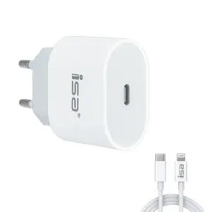 Сетевое зарядное устройство с кабелем Type-C на Lightning PD20W HS15 ISA белое