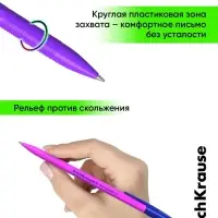 Набор ручек шариковых 4 штуки ErichKrause R=301 Neon Stick & Grip, узел 1.0 мм, чернила синие, резиновый упор, европодвес