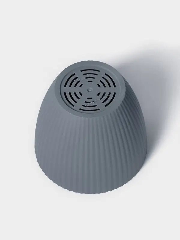 Горшок для цветов Ribbed, 1 л, d=13.5 см, h=12 см, пластиковый, с поддоном, серый