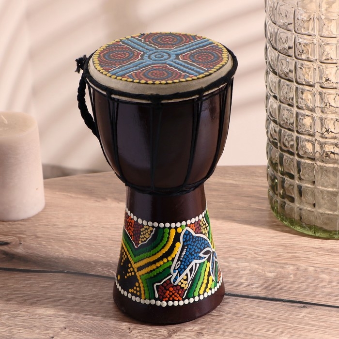 Сувенирный музыкальный инструмент Сувенирный музыкальный инструмент "Барабан Джембе Разноцветный" 13x13x24 см, МИКС