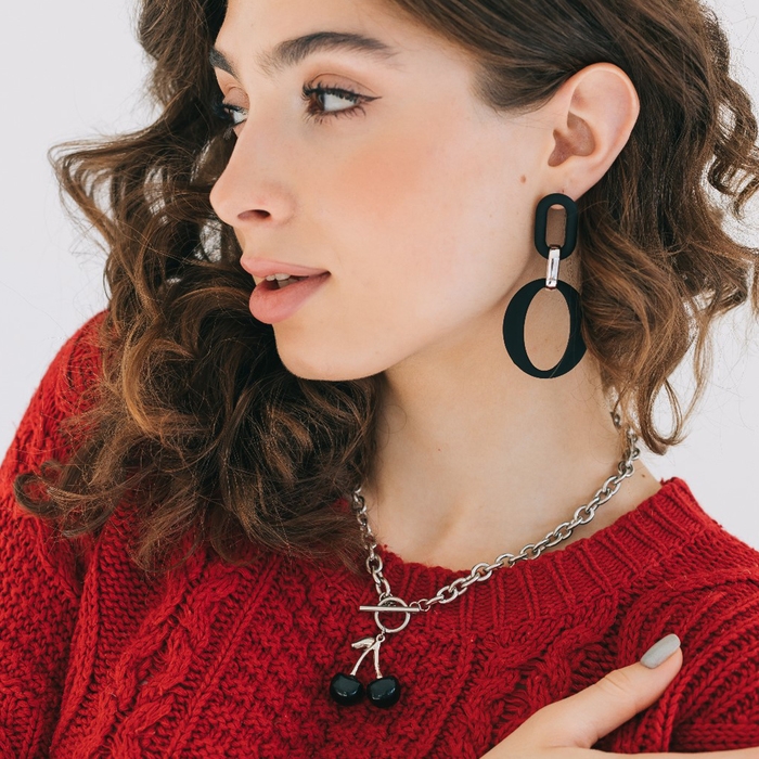 Кулон «Цепь» ветка вишни, цвет чёрный в серебре, 45 см Кулон «Цепь» ветка вишни, цвет чёрный в серебре, 45 см