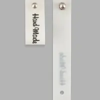Бирка с кнопкой Hand made, 8&times;1.5 см, 10 шт., белая, чёрная