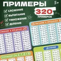 Развивающий набор &laquo;Математический тренажёр&raquo;, 320 примеров, стирающийся маркер, 4 карточки, 5+