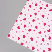 Пленка для цветов, "Сердца на белом", барби, 57х57 см
