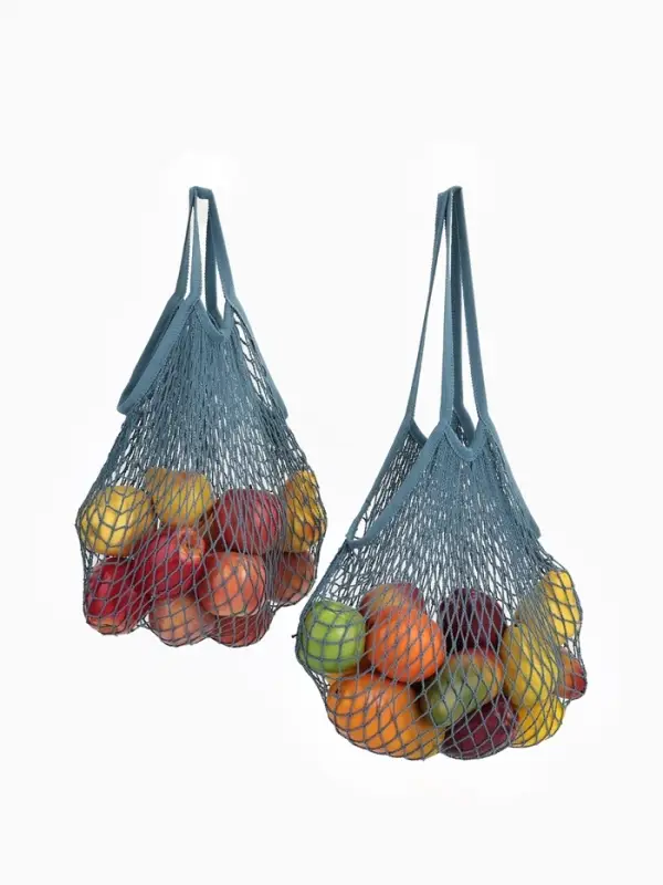 Набор 2 шт.: сумка-авоська плетёная, клетка 1.5 см, тёмно-бирюзовая