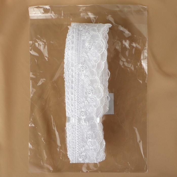 Кружево на сетке, 40 мм × 11 ± 1 м, цвет белый Кружево на сетке, 40 мм × 11 ± 1 м, цвет белый