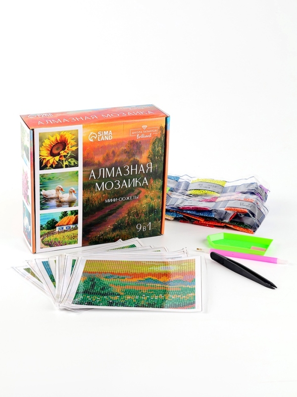 Алмазная мозаика 9 в 1 «Природа», 14,5 х 14,5 см