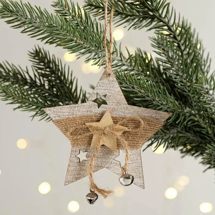 Ёлочная игрушка новогодняя деревянная &laquo;Звезда&raquo;, 10&times;10 см