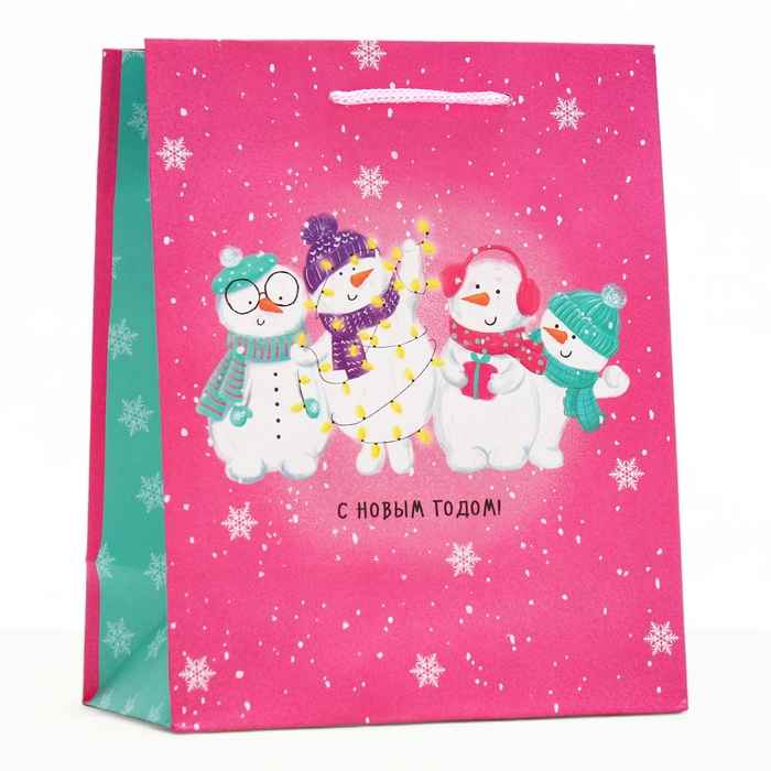 Пакет подарочный "Снеговички",  18 х 22,3 х 10 см