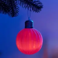 Елочный шар &laquo;Малиновый бархат&raquo; 8 см, 1 LED, от батареек LR44&times;3, свечение тёплое белое