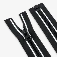 Молния &laquo;Трактор&raquo;, №8, разъёмная, замок автомат, 80 см, с белыми полосами, чёрная