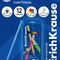 Карандаши цветные 12 цветов ErichKrause Color Friends, трёхгранные, пластиковые, с европодвесом