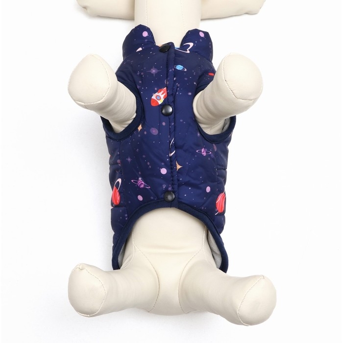 Куртка для собак  Куртка для собак "Космос", размер S,  темно-синяя (ДС 26, ОШ 24, ОГ 34 см)