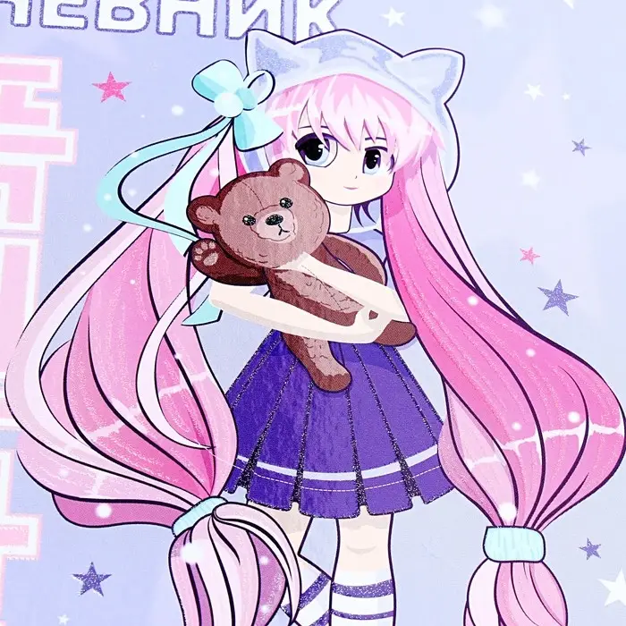 Дневник универсальный для 1-11 классов "Мой плюшевый друг", твёрдая обложка, глянцевая ламинация, блёстки, 40 листов