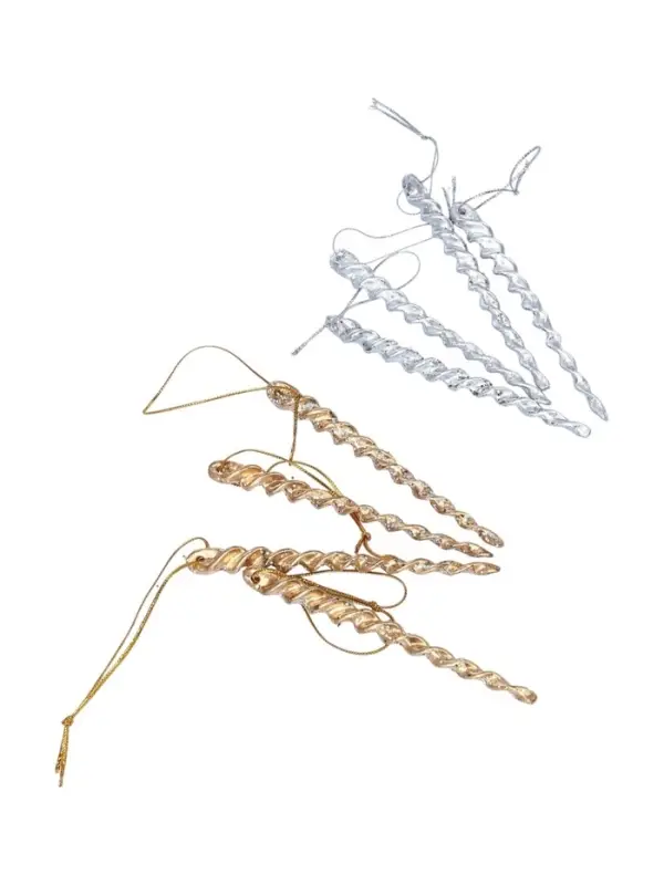 Ёлочные игрушки набор 8 шт. &laquo;Витые сосульки&raquo;, 12 см, серебро/золото