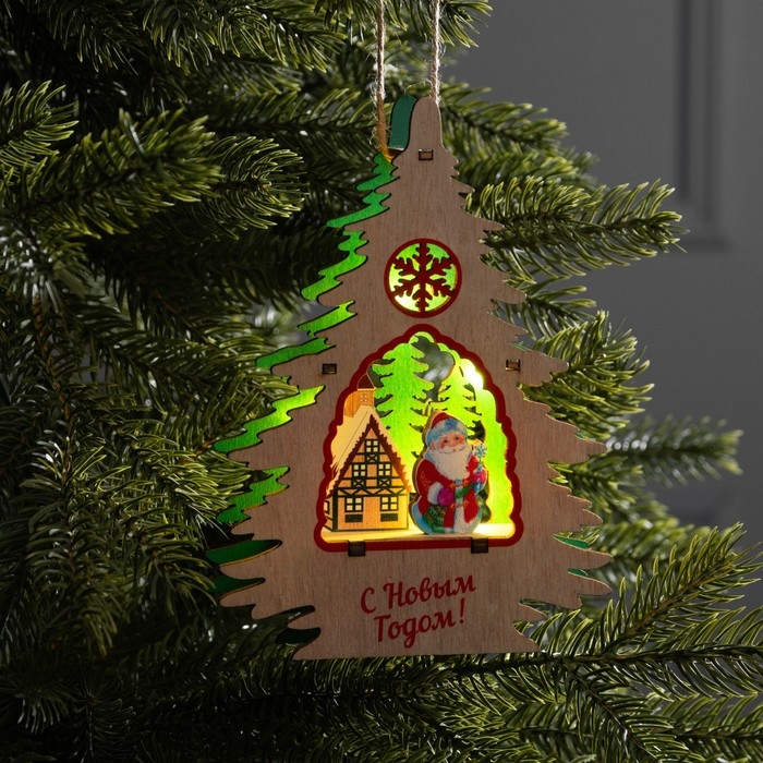 Подвеска световая Подвеска световая "Дед Мороз", 13х3x18 см, 6 LED, АААx2 (не в компл.), свечение тёплое белое