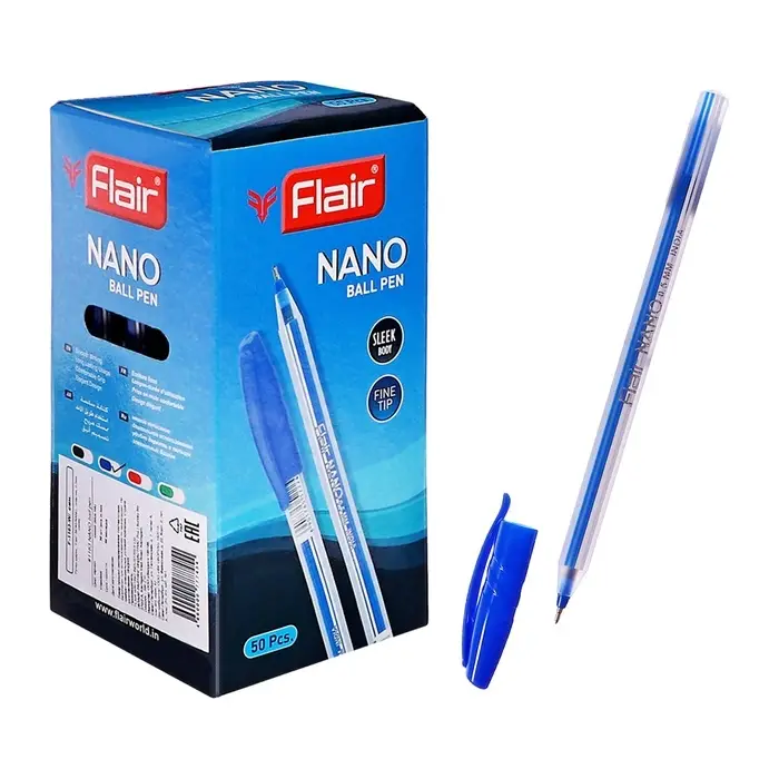 Ручка шариковая Flair Nano, полосатый корпус, узел-игла 0.5 мм, масляная основа., стержень синий Ручка шариковая Flair Nano, полосатый корпус, узел-игла 0.5 мм, масляная основа., стержень синий