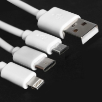 Кабель Windigo, 3 в 1, microUSB/Lightning/Type-C - USB, 2 А, PVC оплетка, 1 м, белый