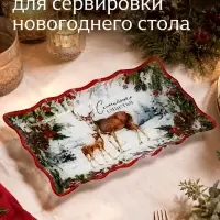 Блюдо сервировочное новогоднее &laquo;Семейного счастья&raquo;, 24.6&times;14.7 см, стекло