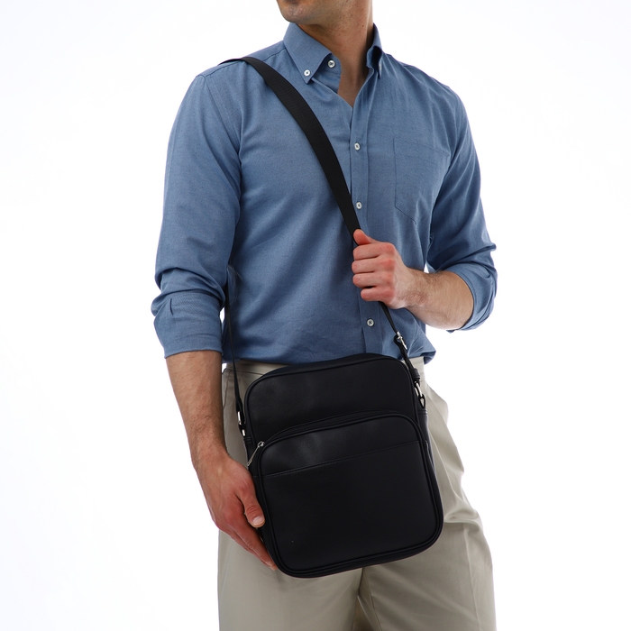 Сумка мужская через плечо TEXTURA, искусственная кожа, цвет чёрный Сумка мужская через плечо TEXTURA, искусственная кожа, цвет чёрный