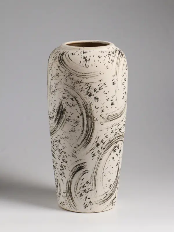 Ваза настольная керамика Ваза настольная керамика "Сэнс" 28,5х13 см, бело-чёрный