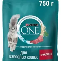 Сухой корм ONE для кошек, говядина с цельными злаками, 750 г