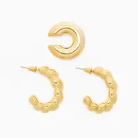 Серьги и каффы QF &laquo;Плетённый бублик&raquo;, набор, цвет золото