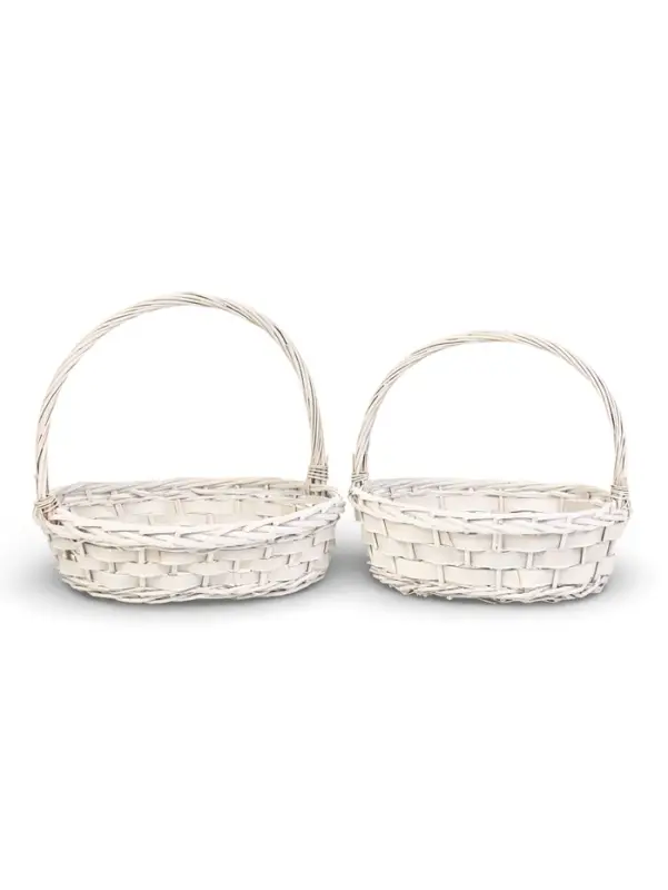 Набор корзин 2 шт  41х36х12, 36х33х112 см ручка h=20 см белый