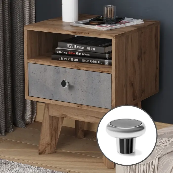 Ручка-кнопка ТУНДРА РК101, цвет хром с черной вставкой Ручка-кнопка ТУНДРА РК101, цвет хром с черной вставкой