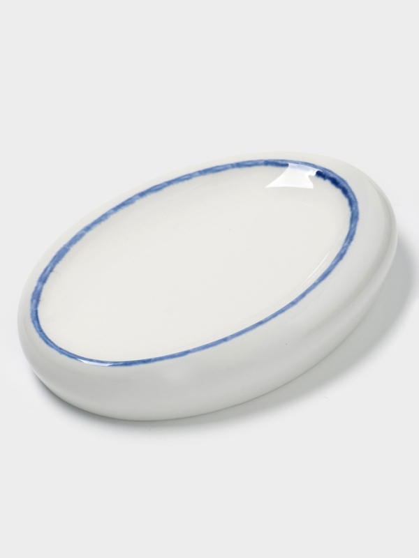 Блюдо овальное Blue Lagoon Magistro 21×14.4×3.5 см, белое, синий