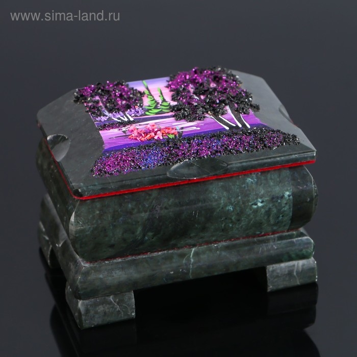 Ларец Ларец "Ночь" 9х6,5х6 см, каменная крошка, змеевик