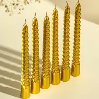 Свечи витые, 1.9&times;20 см, 6 шт., золотой металлик