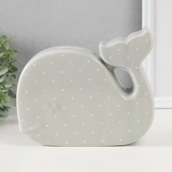 Копилка для денег &laquo;Китёнок в горох&raquo;, керамика, серый, 21.5&times;5.2&times;18.2 см