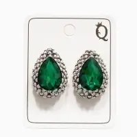 Серьги со стразами &laquo;Морское сияние&raquo;, цвет изумрудный в чернёном серебре