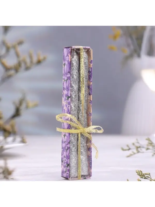 Набор свечей витых, 1.5&times;15 см, 2 шт., блестки, серебро