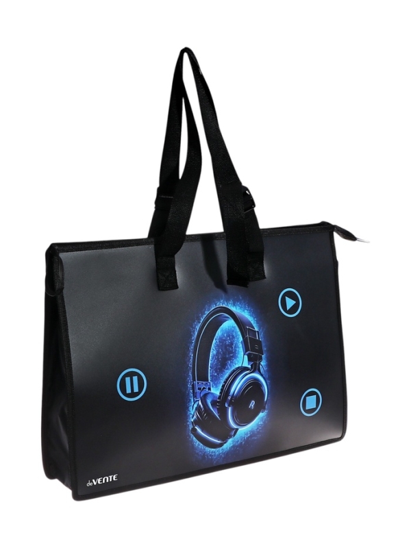 Папка А3 , 467х338х100 мм, deVENTE Папка А3 , 467х338х100 мм, deVENTE "Headphones", с ручками, пластиковая, молния сверху, внутренний карман