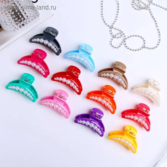 Крабик для волос «Люкс», дуга бусины, 6.5 см, МИКС Крабик для волос «Люкс», дуга бусины, 6.5 см, МИКС