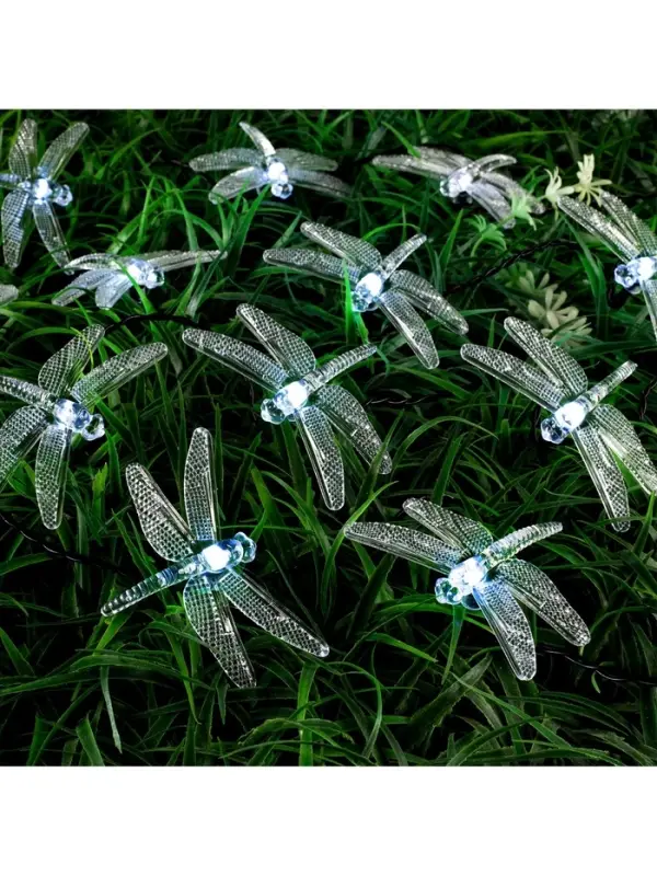 Гирлянда &laquo;Нить&raquo;, 4.5 м, уличная, с насадками &laquo;Стрекоза&raquo;, IP44, 30 LED, 2 режима, солнечная батарея, тёмная нить, свечение белое