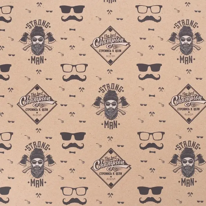 Бумага упаковочная крафтовая «Strong man», 50 х 70 см