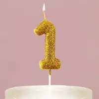 Свеча для торта, цифра, блестящая «1», золото, 9,5 х 4 см