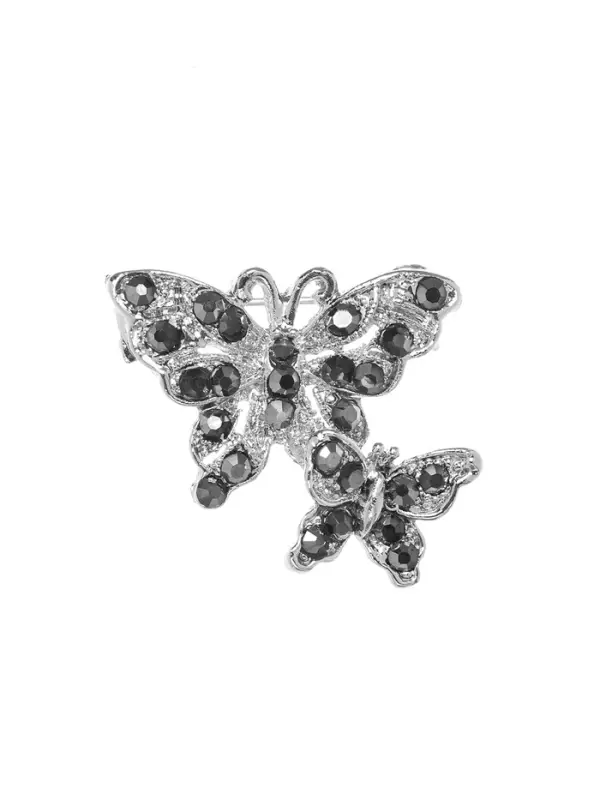 Брошь &laquo;Бабочки порхающие&raquo;, серая в серебре