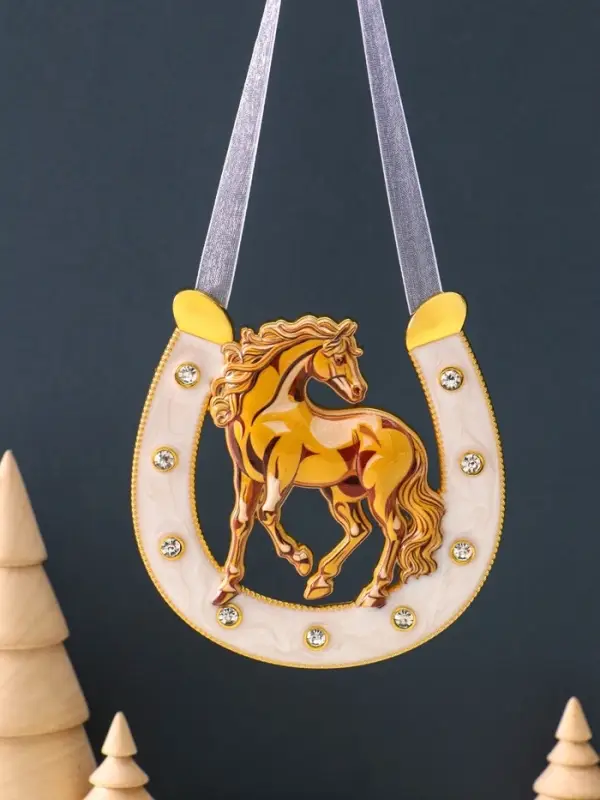 Сувенир-подкова «Лошадь»,10,5х10,5х0,05см,  эмаль, стразы