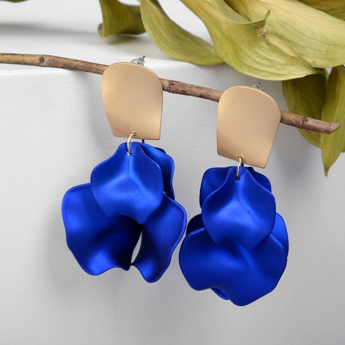 Серьги ассорти «Ветер» неровность, цвет сине-золотой Серьги ассорти «Ветер» неровность, цвет сине-золотой