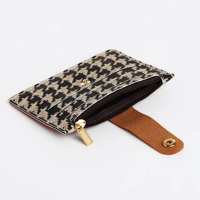 Картхолдер с монетницей на молнии, бежевый