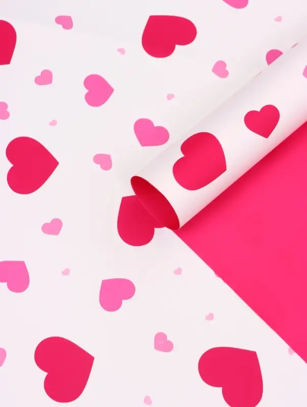 Пленка для цветов, &laquo;Сердца на белом&raquo;, барби, 57&times;57 см