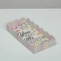 Коробка для печенья, кондитерская упаковка с пластиковой крышкой, You make me happy, 21 х 10.5 х 3 см