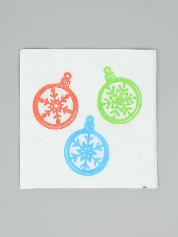 Салфетки бумажные однослойные «Шарики - снежинки», 24х24, 50 шт Салфетки бумажные однослойные «Шарики - снежинки», 24х24, 50 шт