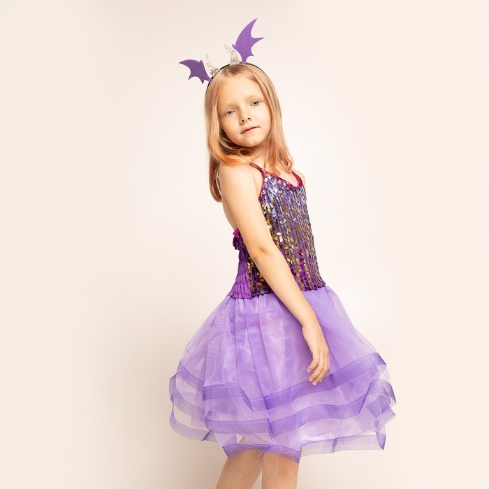 Карнавальный набор «Дракончик»: фиолетовое платье, ободок Карнавальный набор «Дракончик»: фиолетовое платье, ободок