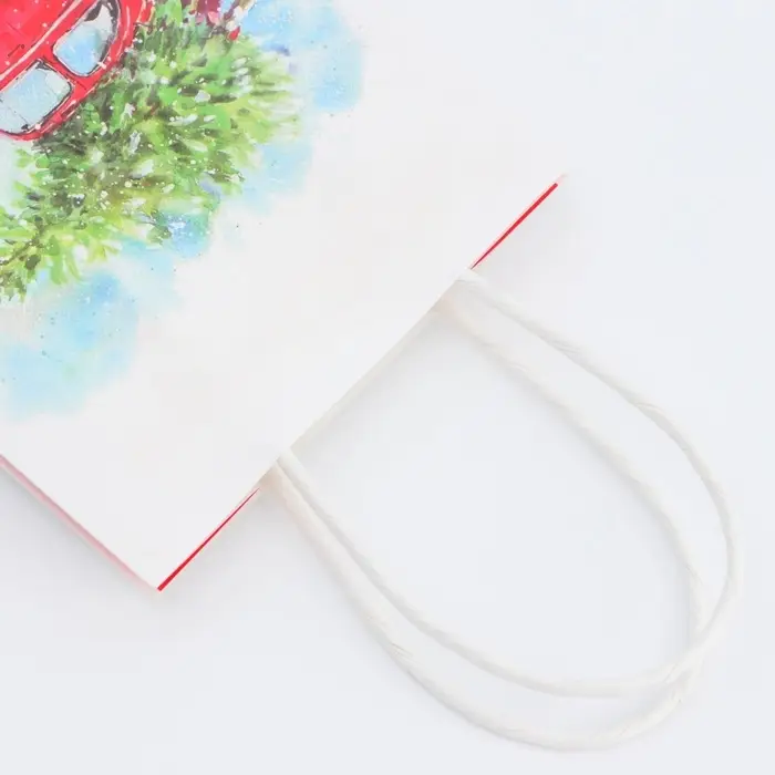 Пакет бумажный подарочный новогодний крафт "Ёлка" 16 х 12 х 6 см.