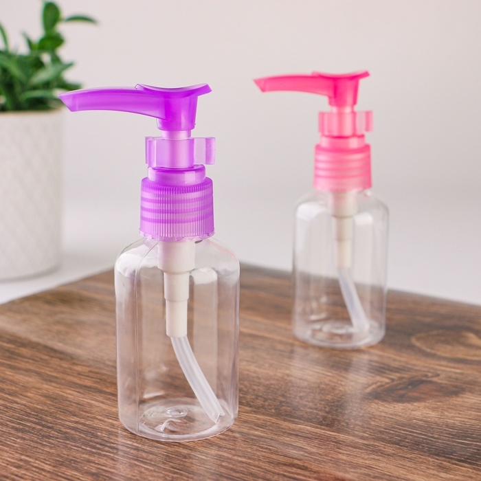 Бутылочка для хранения, с дозатором, 50 мл, цвет МИКС Бутылочка для хранения, с дозатором, 50 мл, цвет МИКС